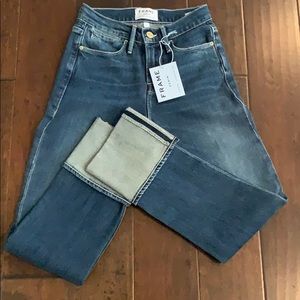 NWT FRAME CUFFED JEANS SZ 23 LE HIGH STRAIGHT NEW